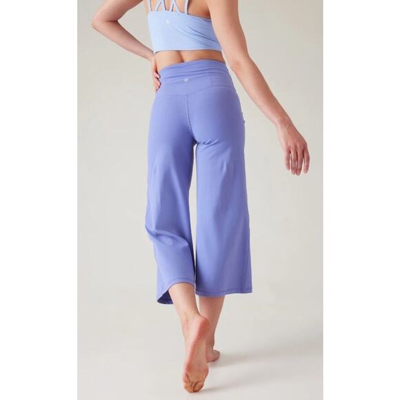 Athleta Elation Wide Leg Cropped Pants Plus Size 2X Blue 3/4 High Rise Workout - Picture 2 of 11